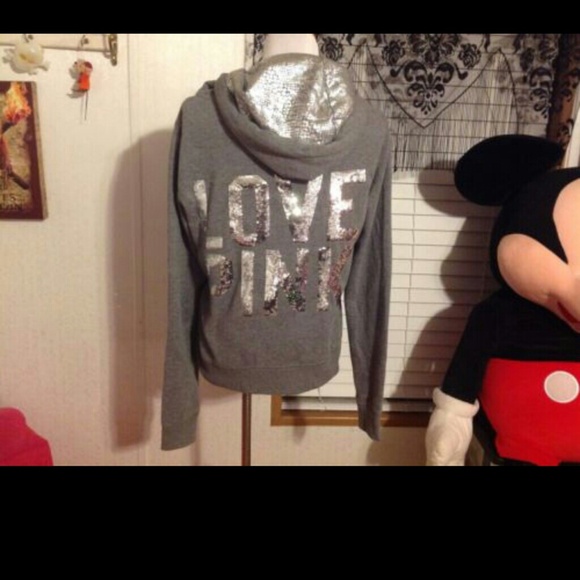 Victoria secret bling grey zip up