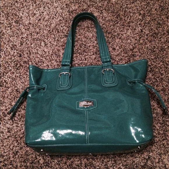 Flaunt Teal Green Patent Leather bag