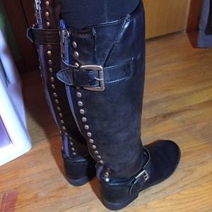 Faux leather black knee-high boots size 9
