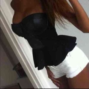 Faux Leather Peplum Top