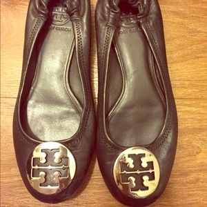 Black Tory Burch Reva Ballerina Flats