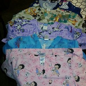 Disney Character Print Scrub tops