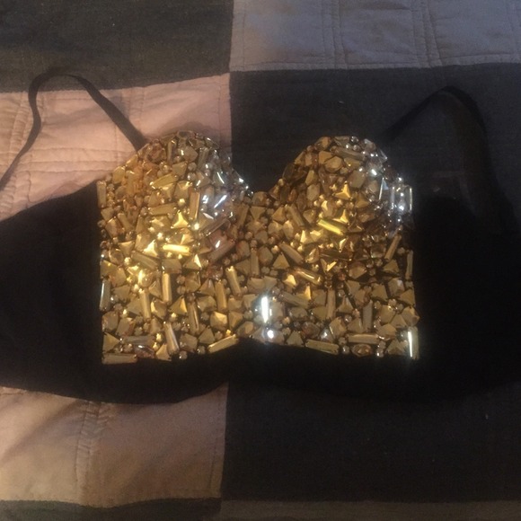 Black bustier with gold gems - Picture 1 of 2