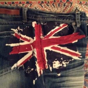 Delia's Almost Famous Union Jack jeans. Nwot.