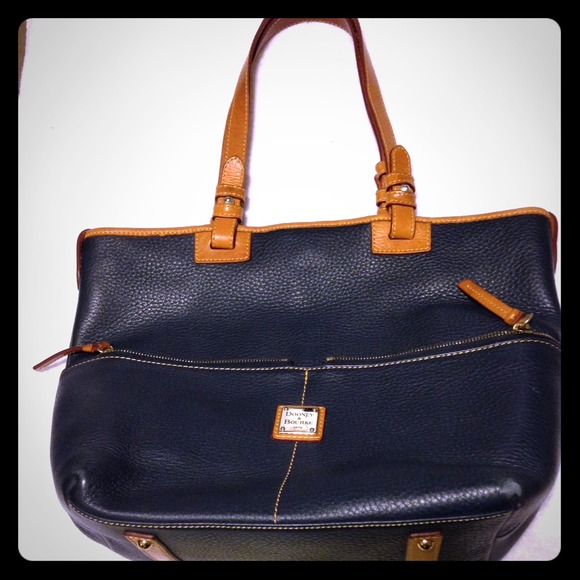 SuperBowlSale! Navy Blue & Tan trim DOONEY&BOURKE