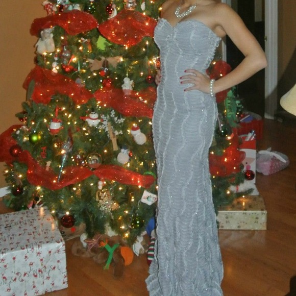 Grey Ruffled Prom Dress