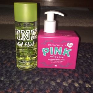 Pink perfume and lotion