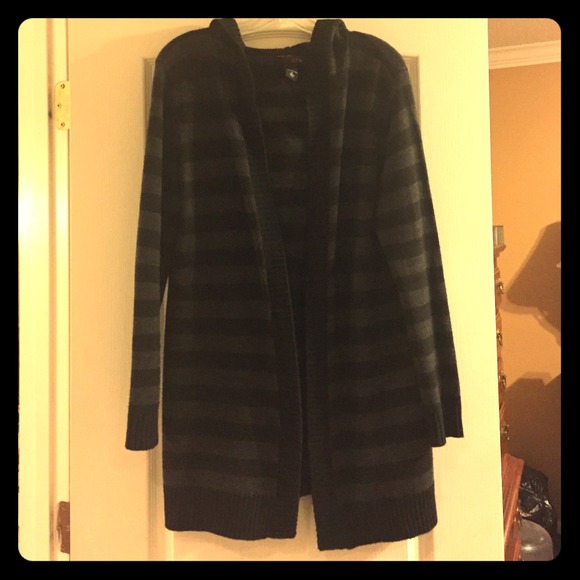 Black and Grey Boyfriend Hooded Cardigan