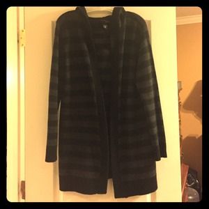 Black and Grey Boyfriend Hooded Cardigan