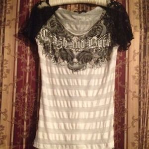 Cute BKE top with lace sleeves