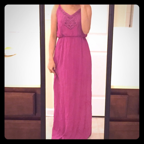 Sexy and girly fuschia long maxi dress