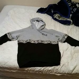 PINK Grey and black hoodie small