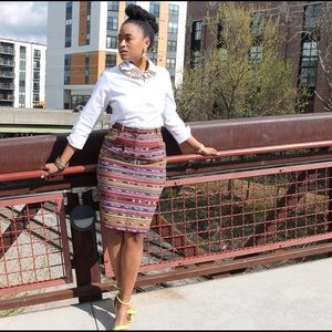 Vintage 90s Tribal Midi Skirt