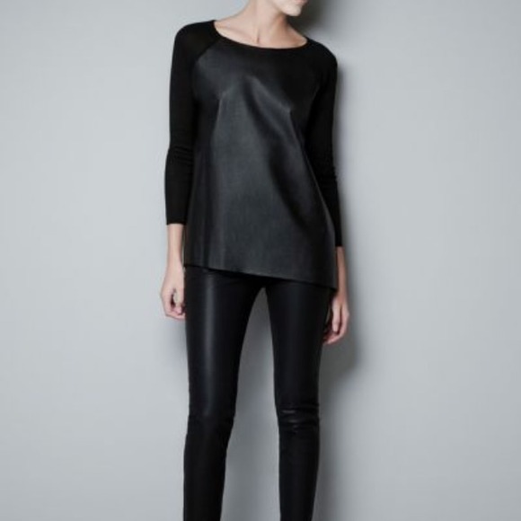 Zara Sweaters - Zara Faux Leather Front Sweater