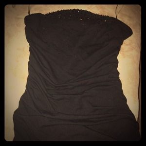 Express Above Knee Black Strapless dress