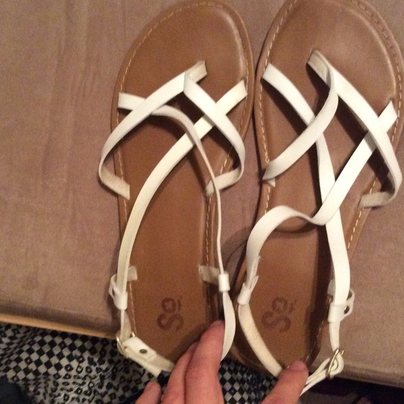 So Sandals - White Faux Leather