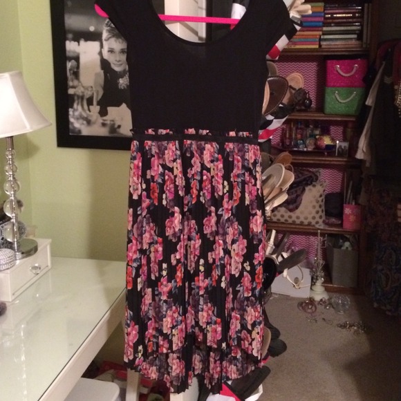 Xhilaration Black Floral Hi Lo Dress