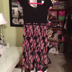 Xhilaration Black Floral Hi Lo Dress