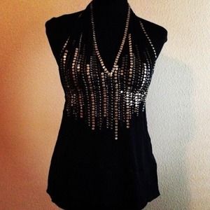 Bebe Silk Halter Top