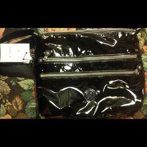 KIPLING BLACK PATENT CROSS BODY BAG