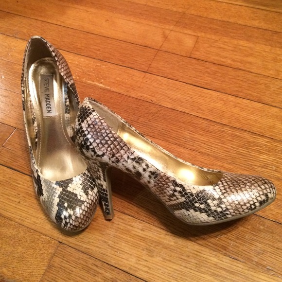 Steve Madden snake skin pattern heels.