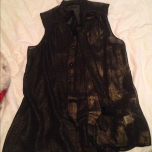 Sheer black/gold party top