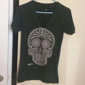 Glow in the dark obey sugar skull tee
