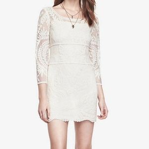 Express BAROQUE LACE DRESS - IVORY. Size medium