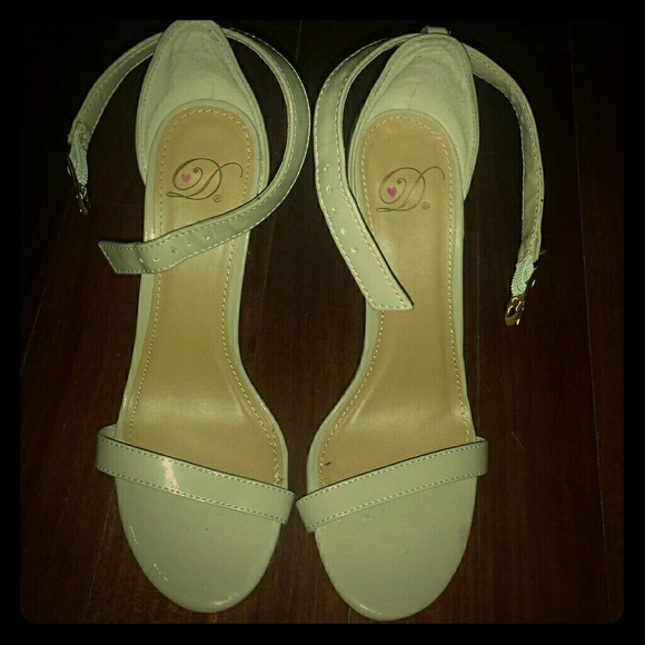 Nude two strap sandal heels