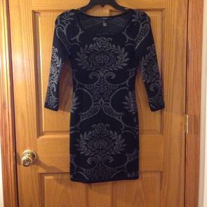 Fitted black and gray sweater dress