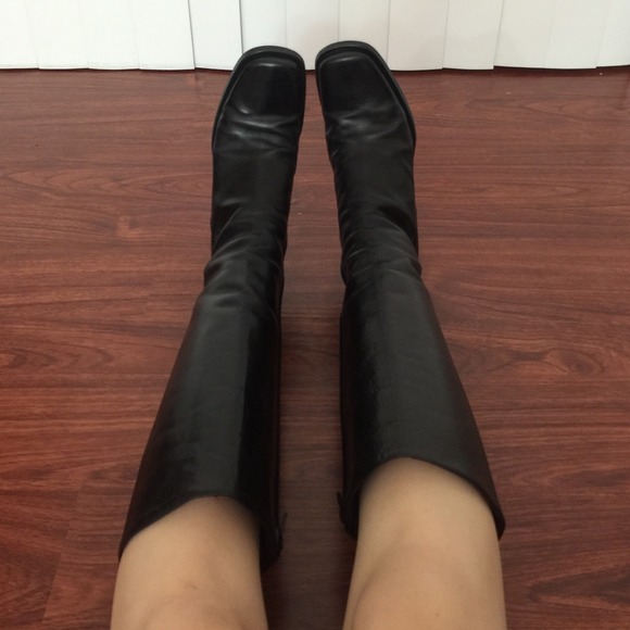 Sante Borella Italian Leather Black Long Boots