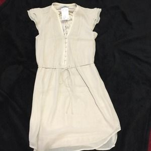 H&M Taupe flutter sleeve dress