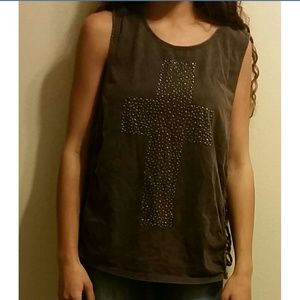 Studded cross tank top