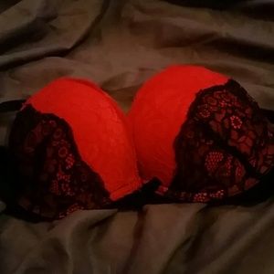 Sexy red and black lace bra