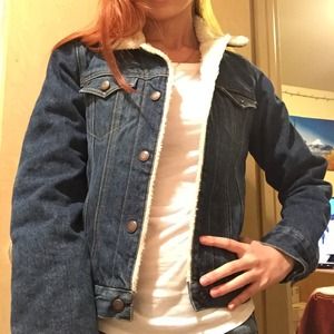 Light yellow cream fur color denim jacket