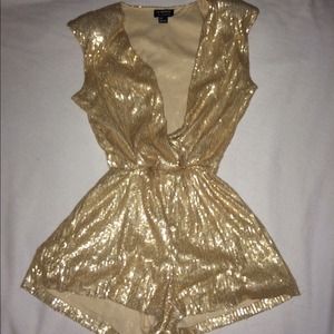 Gold sequin romper