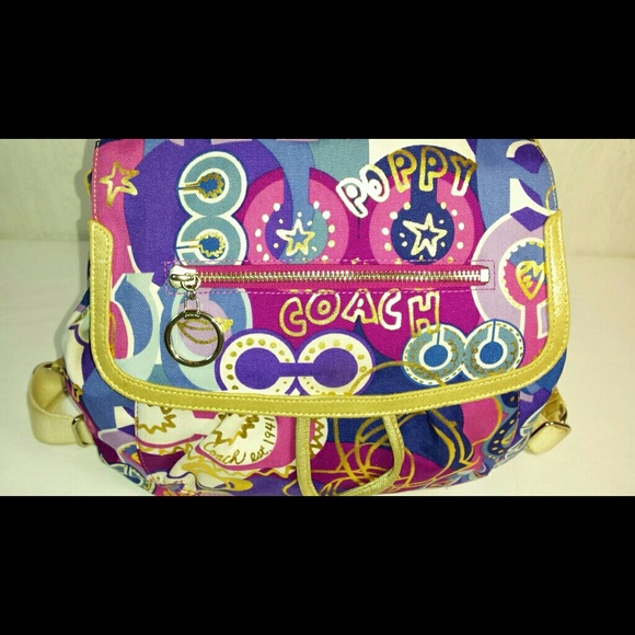 SOLD..Coach Limited Ed. Poppy Pop C Day pack 18341 - Picture 2 of 4