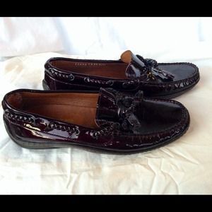 Donald J Pliner Black/Wine Patent Leather Loafers