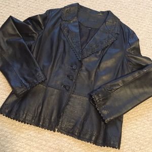 Wilson's Leather laser cut detail blazer