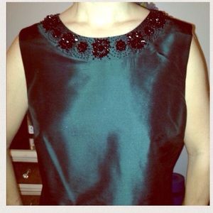 Talbots silk top with bauble accent