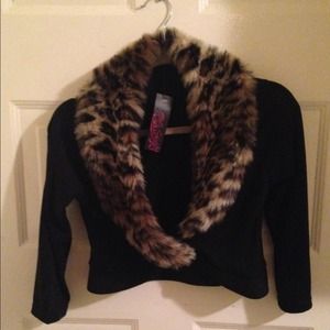 Faux Leopard Trim Sweater