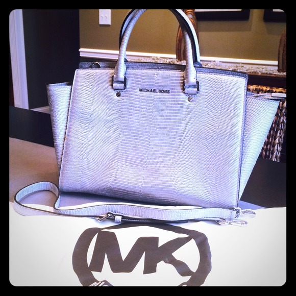 SOLD Michael Kors Selma lizzard leather tote