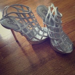 Silver Jeweled Celeste Heels