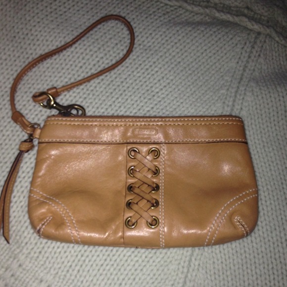 Coach brown leather wristlet