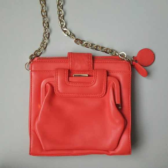 BCBG maxazria cross body bag in coral red