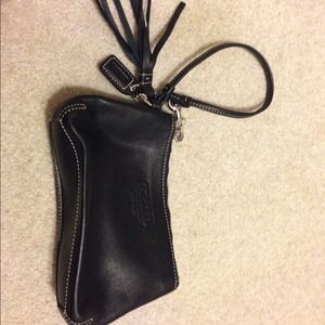 Black Coach Wristlet with tassel