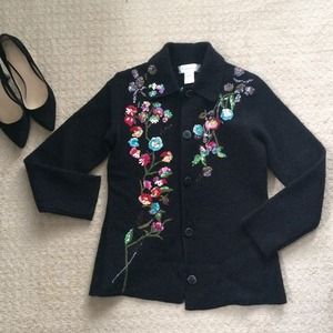 Floral embroidered sequin sweater