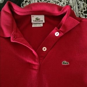 Red Lacoste shirt