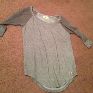 Sheer sleeve grey Hollister shirt