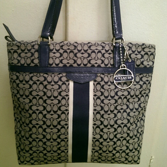 Gray/Navy Coach Handbag